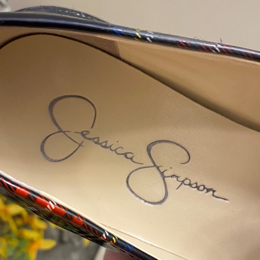 Jessica Simpson Everlynn Plaid Chunky Bling Loafers NWOT 8.5 - Picture 3 of 7